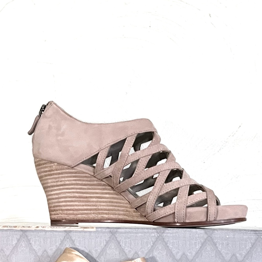 NWOT: Eileen Fisher suede wedge sandals. Size 6 1/2.